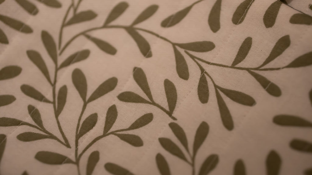 Close-up of a leaf pattern on fabric